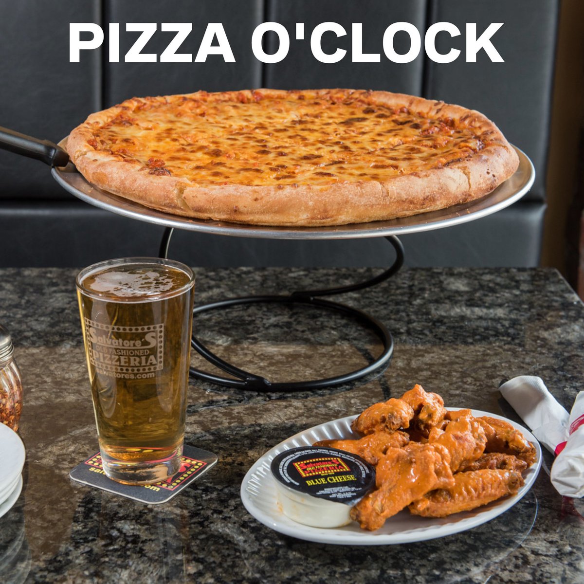 It doesn't matter the time, it's always Pizza O'Clock at your favorite Salvatore's location. See you soon! #RocEats #RochesterFood #585Eats