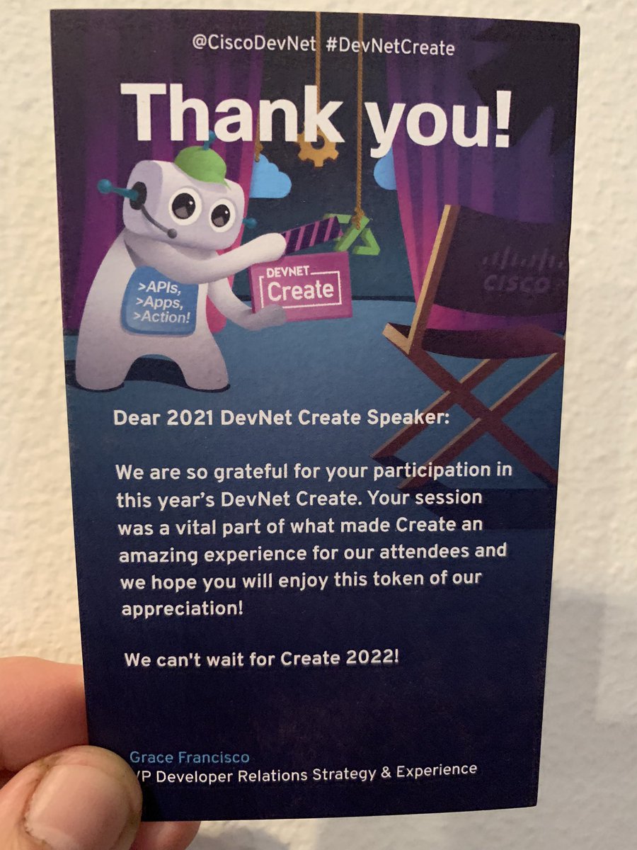ericchou's tweet image. Thank you 🙏 @CiscoDevNet @jlkratky @TahoeGatorMomma and the whole #DevNetCreate2021 team for the awesome gifts! It was a pleasure to work with the wonderful and supportive all-stars again this year. 😊 #network #automation #CiscoChampion2021