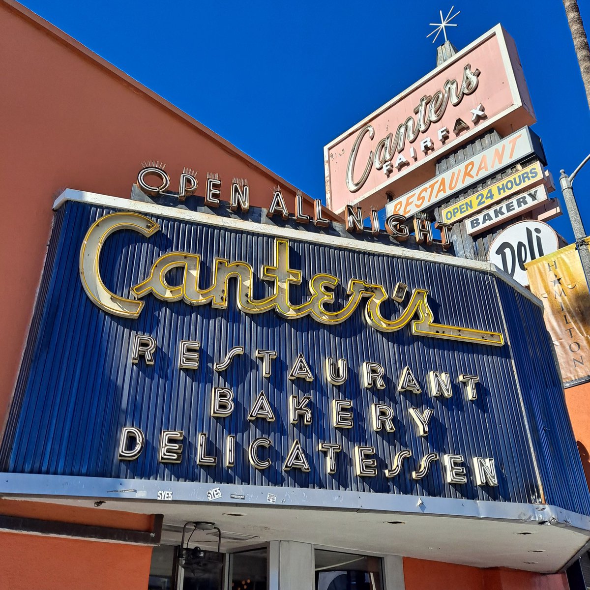 Cameron_Gray's tweet photo. First stop in Los Angeles, @cantersdeli for matzo ball soup, pickles, and pastrami

It's around the corner from CBS Television City and I'm laughing to myself picturing Charles Nelson Reilly coming in here with the rest of the 70s "Match Game" cast https://t.co/p3EldVDhWW