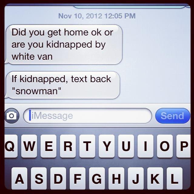 saper's tweet image. 9 yrs ago, my sister @amy made the horrifying decision not to take a cab home and instead opted for an unmarked white van driven by a random dude w/ zero credentials other than a pink mustache in his windshield -- a negative credential IMO. She kept our text. Enter @lyft