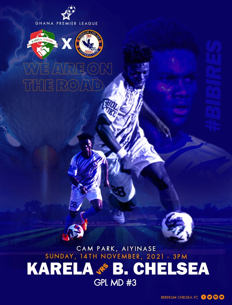 BerekumChelseaF's tweet photo. 📷🌱🏃🏽

🇷️ 🇪️ 🇦️ 🇩️ 🇾️  for tomorrow match 🆚  Karela United! at the CAM Park.  
🌃 Aiyinase.  

🆙🆙#Bibires 🔵⚪️🦅 #GPLwk3 https://t.co/hyFRrrWpB0