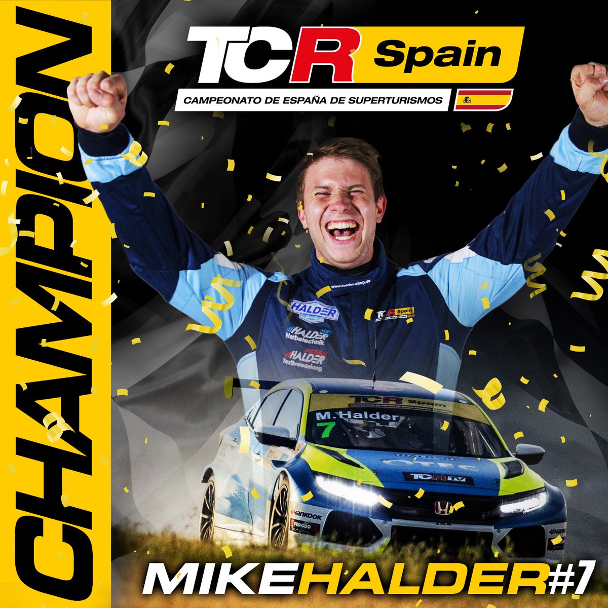 tcrspain's tweet photo. And.... Our virtual 1st ever champion in #TCRSpain 🍾🏆 is the german #MikeHalder 👊🏁 https://t.co/nJNfb0StTD