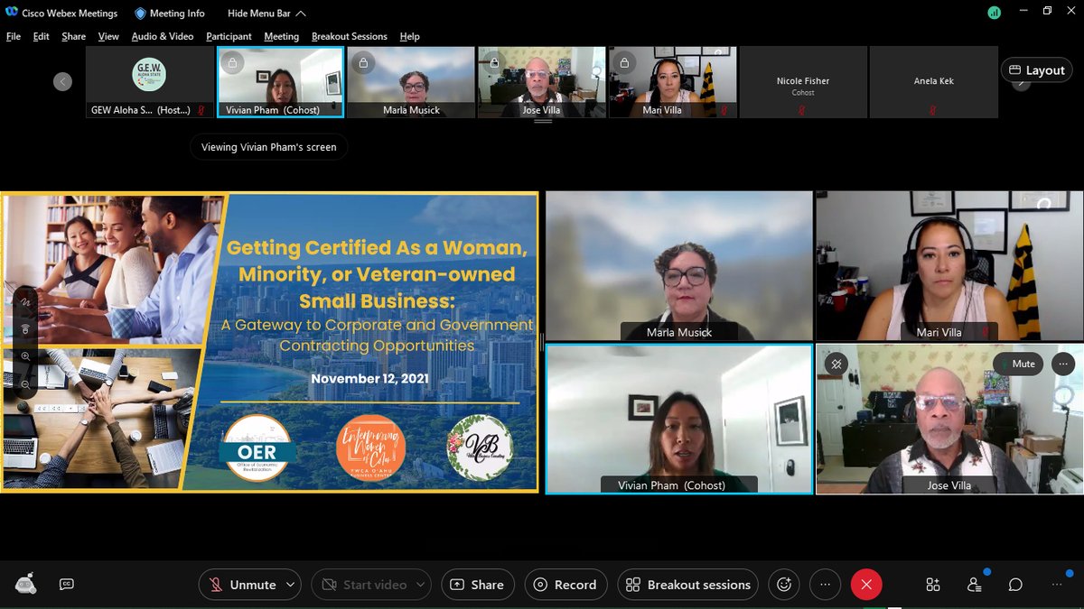 GEWAlohaState's tweet photo. For @OneOahu @HonoluluGov team (also part of the #GEWAlohaState planning), BIZ CERTIFICATION topic was a #GEWAlohaState2021 MUST OFFER because women, service-disabled veterans, veterans, LGBTQ+ &amp; minority owned businesses are also the backbones of US economy. #GEW2021 #Hawaii https://t.co/cWrSPWGOaP