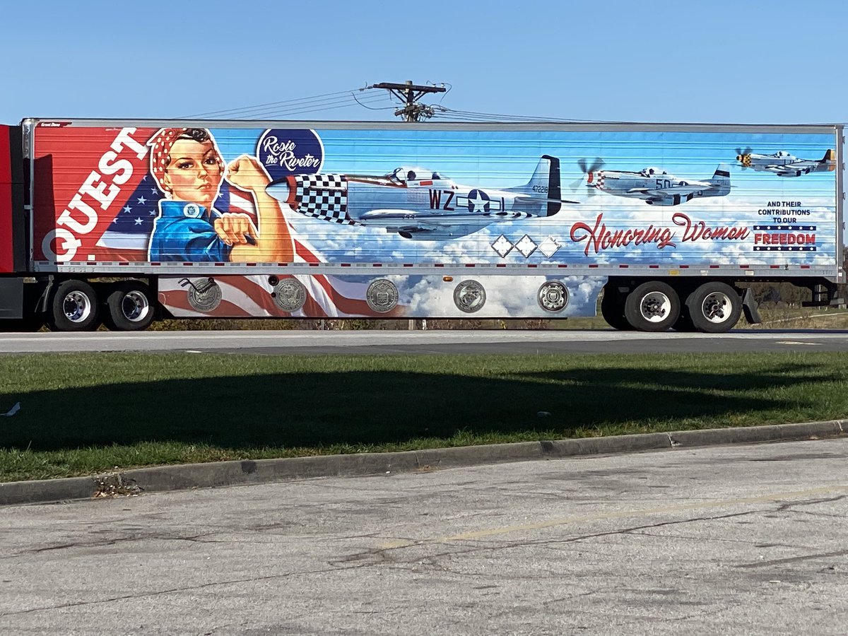 KMBB51's tweet photo. Awesome tribute! One of the best looking trailers on the highway!
Not enough ways to say thank you to those who served and are serving today 🇺🇸🙏🏻 Kudos to Quest Trucking #quest #rosietheriveter #freedom https://t.co/cP5xFW2cvb