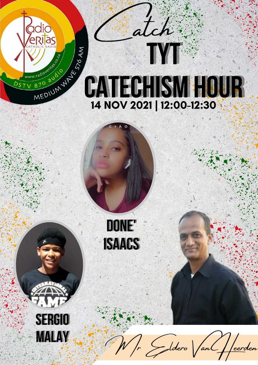RadioVeritasSA's tweet photo. Catch #TYTCatechismHour on #RadioVeritas this afternoon at 12:00- 13:00, in English:
1st half hour:
Topics:
* All Souls
* What do you do when you feeling lonely
2nd half hour:
The days readings, reflections and challenges https://t.co/yeEa8sPlgf