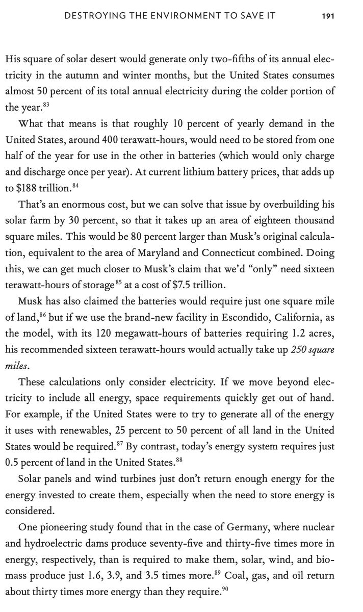 And no, batteries don't solve it, bc they're ridiculously expensive at grid scale, and yes, the people who draw a red box on a desert and claim it could power the USA/world are indeed lying to you, and have been lying about solar and batteries for 50 years