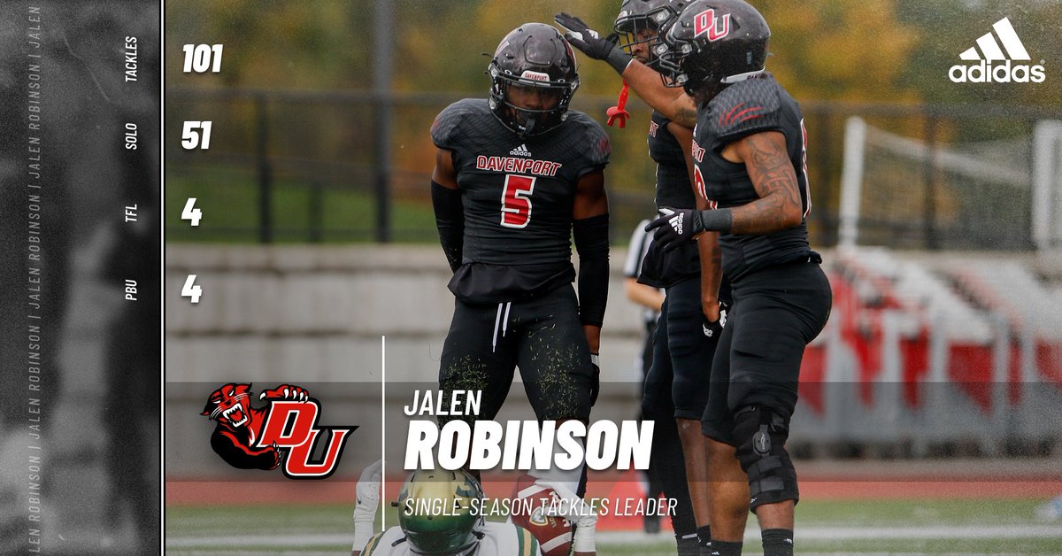 DU_Football's tweet photo. Congratulations to Jalen Robinson for setting the single-season tackle record with 101! @duathletics #DUingWork https://t.co/YEVTDwKAlE