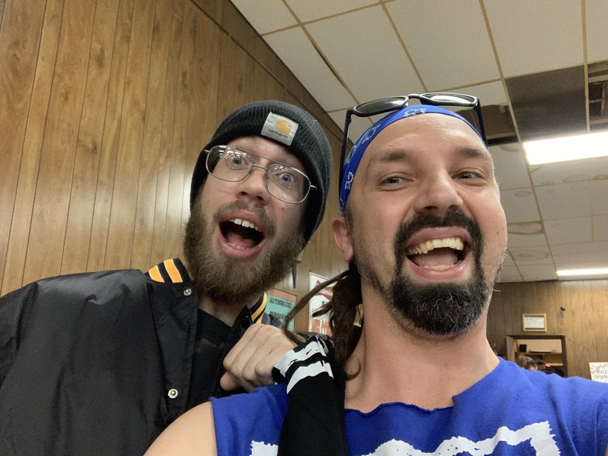 trebuchetlol's tweet photo. Had a great time at #gcwevildeeds!! I got to meet @TheEmilJay!! He complimented me on my #BWO gear, and I complimented him on his HBK shirt!! #WereTakingOver #GCW https://t.co/fkRAKLWRLU