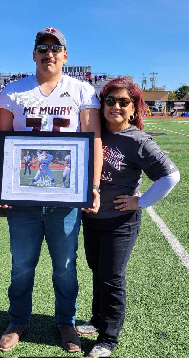 TerryR6566's tweet photo. Senior Day @ McMurry University...Thank You @samferguson1974 &amp; @CoachNealMCM for welcoming back @Jay_Ramirez_75 .#FAW #75 #myFavoriteWarHawk #OL2017-2020 https://t.co/ZKXl8xcscC