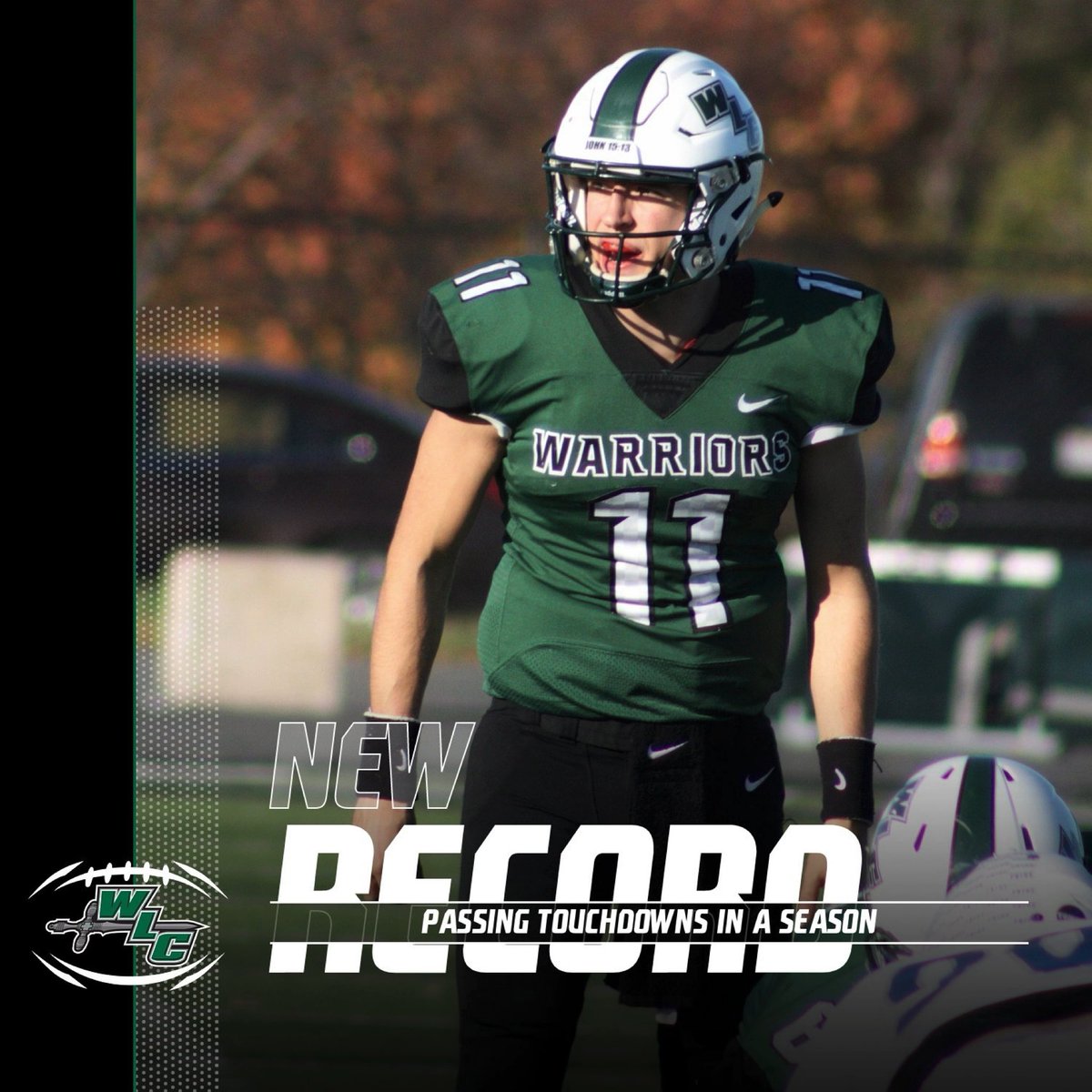 HISTORY MADE!!! Nick Yockey has set the school record for most passing touchdowns in a season!!! #WLCFB⚔️ #BrickByBrick🧱 <a href="/nyockey19/">Nick Yockey</a>