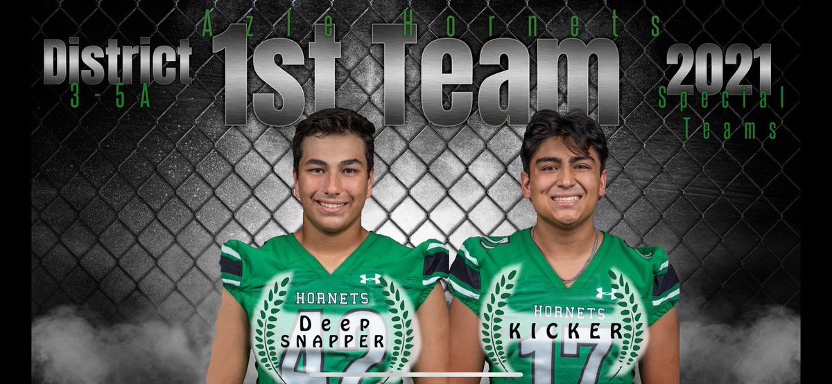 Congratulations to our 1st Team All District Specialists: 

Deep Snapper- Billy Spratt
K- Caleb Balderas

#HornetPride