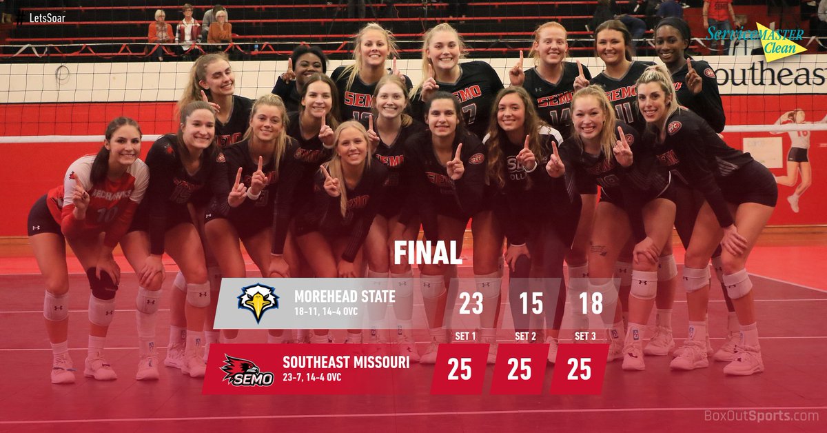 SEMOvb's tweet image. Your Redhawks capture a share of the 2021 OVC Regular-Season title and will host the 2021 OVC Championship Tournament next week!! 

That's a REDHAWKS  🧹🧹🧹  presented by ServiceMaster Clean!!  

#LetsSoar