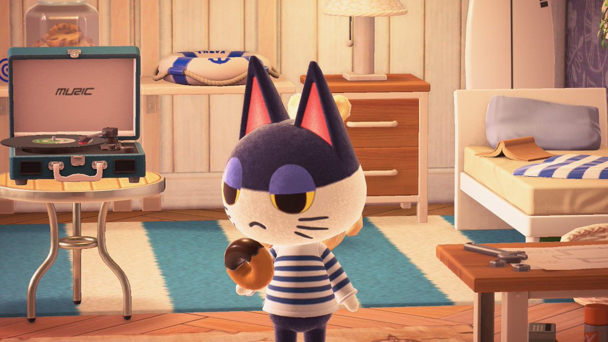 HatterasACNH's tweet photo. I spent way too long just admiring punchy in his new house https://t.co/XIuPdDyEs9