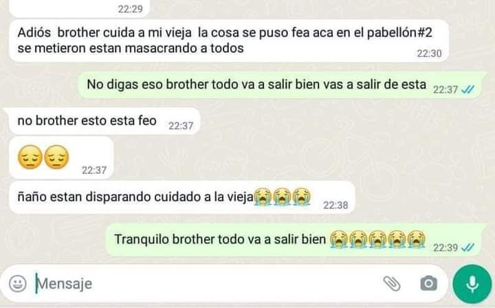 MateoFloresM's tweet photo. Es desgarrador leer los chats de las PPL que fueron asesinadas la madrugada de hoy. Lo de la #PenitenciariaDelLitoral no es un caso aislado, el Gobierno de Lasso odia a los pobres y es indiferente ante la crisis carcelaria. Total indignación frente a lo sucedido. https://t.co/UHDar7l8VY