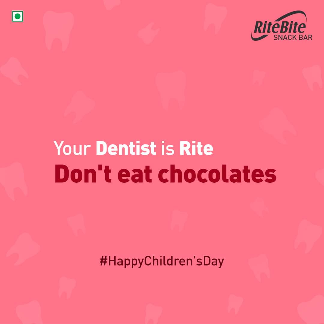 The next time somebody offers you chocolates, say ‘No.’ P.S. - Happy Children’s Day. 
.
#RiteBite #HappyChildrensDay  #ChildrensDayCelebration #SnackBar #ZeroStress #ZeroMess #ZeroAddedSugar #Tasty #Delicious #SuperFoods #YourRiteSnack #HealthyBar #HealthyLiving #GoGuiltFree