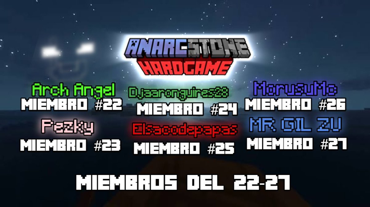 AnarcStone2021's tweet photo. ¡Bienvenidos a AnarcStone!
-Arch Angel
-@Pezky3
-@aaronguires28
-@el_sacodepapas
-MorusuMc
-Mr Gil Zu
¡Son los miembros del 22-27 confirmados! https://t.co/YbzVjYMHVS