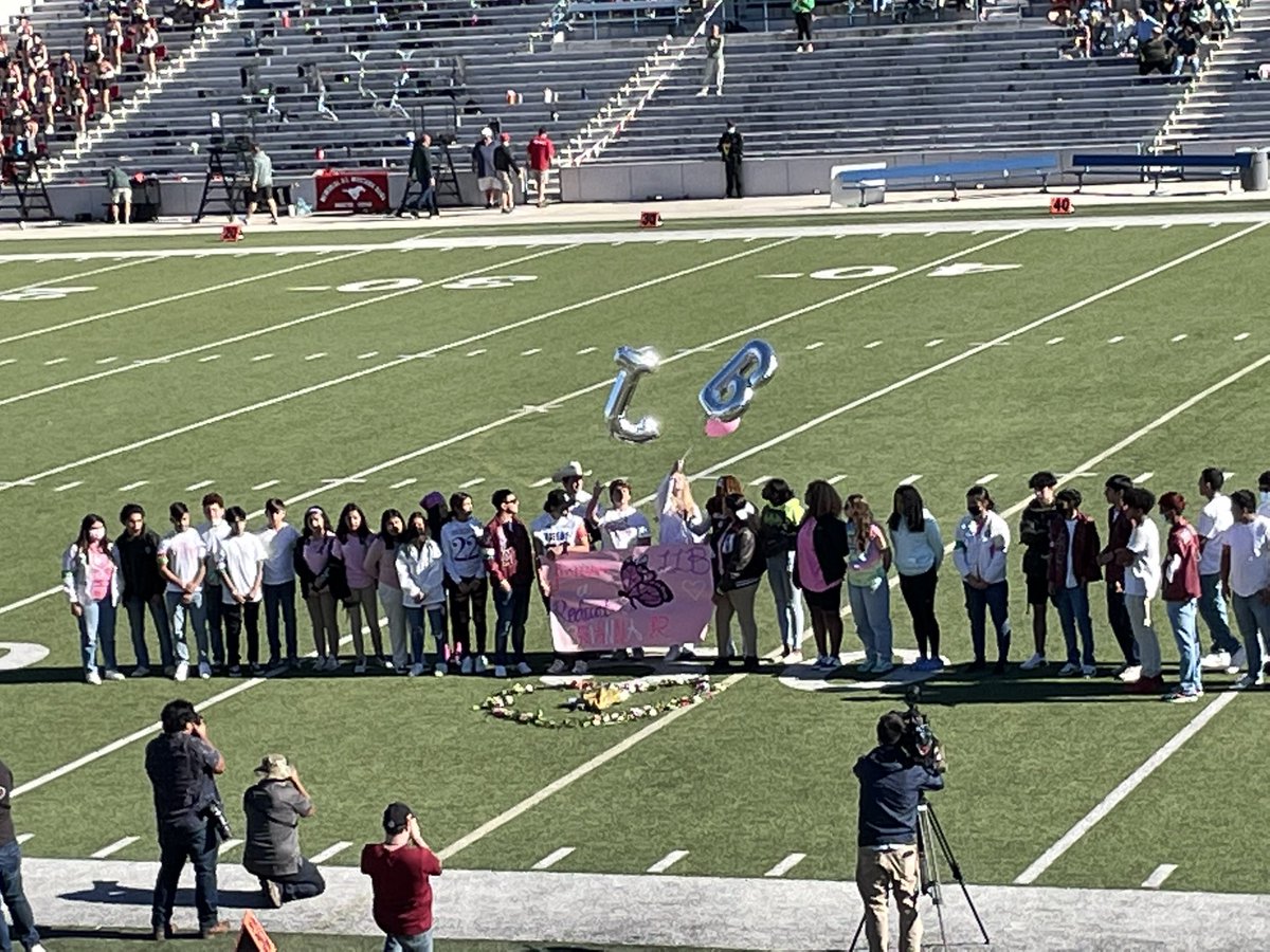 Heights_PTO's tweet photo. Halftime remembrance honoring both Brianna Rodriguez and Memorial freshman John Hilgert. https://t.co/RQ3GCUeEa4