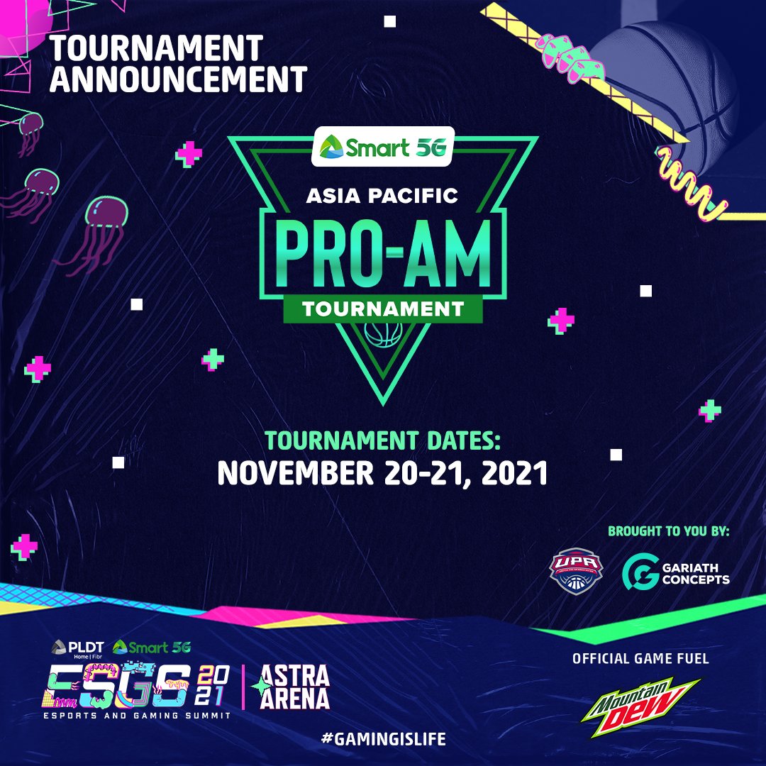 GariathConcepts's tweet photo. Gariath Concepts teams up with the @UnifiedProAm  to bring you the Smart 5G Asia Pacific Pro-Am Invitational Tournament!

Tune in as the best of APAC play ball this coming Nov 20-21, 2021 at the PLDT Home Fibr &amp; Smart 5G ESGS 2021, co-presented by Mountain Dew! https://t.co/R9aWrq7cXh