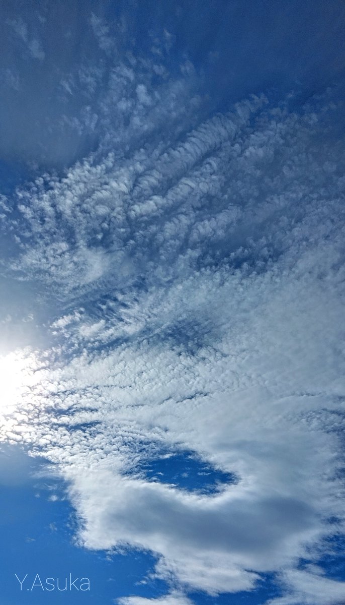 yumeasutw's tweet photo. お日様燦々✨ #鱗雲 が🏳️‍🌈色付く日曜日の朝🌤️

予想最高/最低気温🌡️18℃/5℃
晴れ☀️
午前中は雲が多目ですが良く晴れ👕お洗濯日和の秋晴れとなりそうです🍁

#空の名前
#雲の教室
#天気の図鑑 #雲友
#光環
#巻積雲
#高積雲
#巻雲
#積雲
#青空 #Sunshine
#鉄塔 #電柱 #電線
#a2021 #a1114 #a202111 https://t.co/H8rvuJJchc