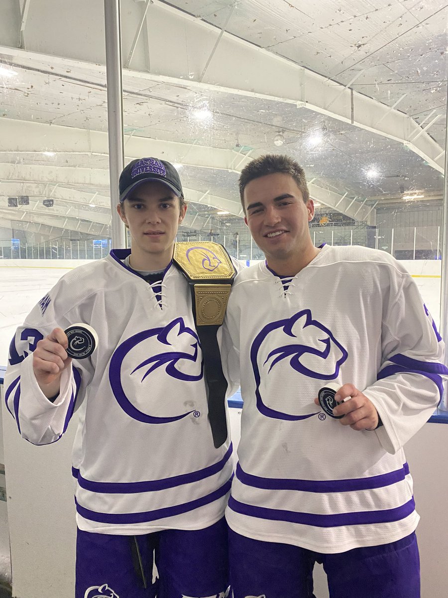 Chatham_MIH's tweet photo. What a night for these two!
Dimitri Wey scored his first NCAA goal in tonight’s win, as well as an assist, Wey also takes home the Player of the Game Championship Belt!
Andrew Warhoftig notched his first NCAA goal as well scoring the game winner!

#rollcougs https://t.co/C7YCURnUWM