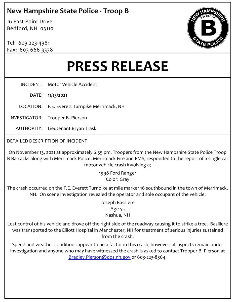 New Hampshire State Police tweet media