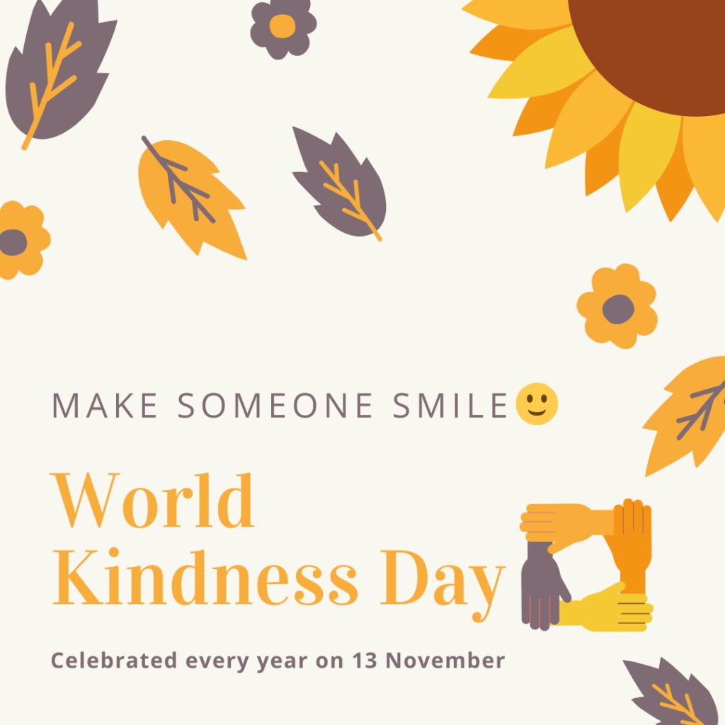 IgniteSLF's tweet photo. Today is #WorldKindnessDay. How will you #inspirekindacts today? 
😊 buy a coffee for the next person in line?
👍 compliment a colleague?
❤ call a family member?
 There are so many ways to #makesomeonesmile and share the love today and everyday! Let's #spark some happiness! https://t.co/i6VLbQNEzb