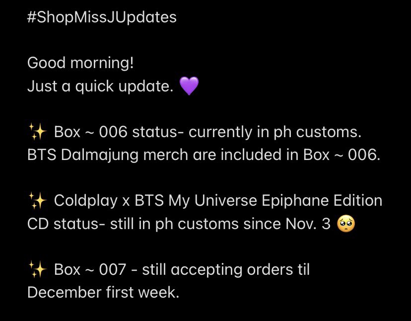 shop_missj's tweet photo. #ShopMissJUpdates
Good morning!
Just a quick update regarding our boxes.
Thank you! https://t.co/WjnsCXEpaT