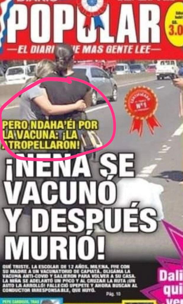 YolandaRamos07's tweet photo. Pueden pico ser más pelotudos?? El título de primera plana. 🤬 Y chiquitito ahh pero no fue por la vacuna… hay q denunciarles a estos irresponsables. @msaludpy https://t.co/4cKeecMbbV