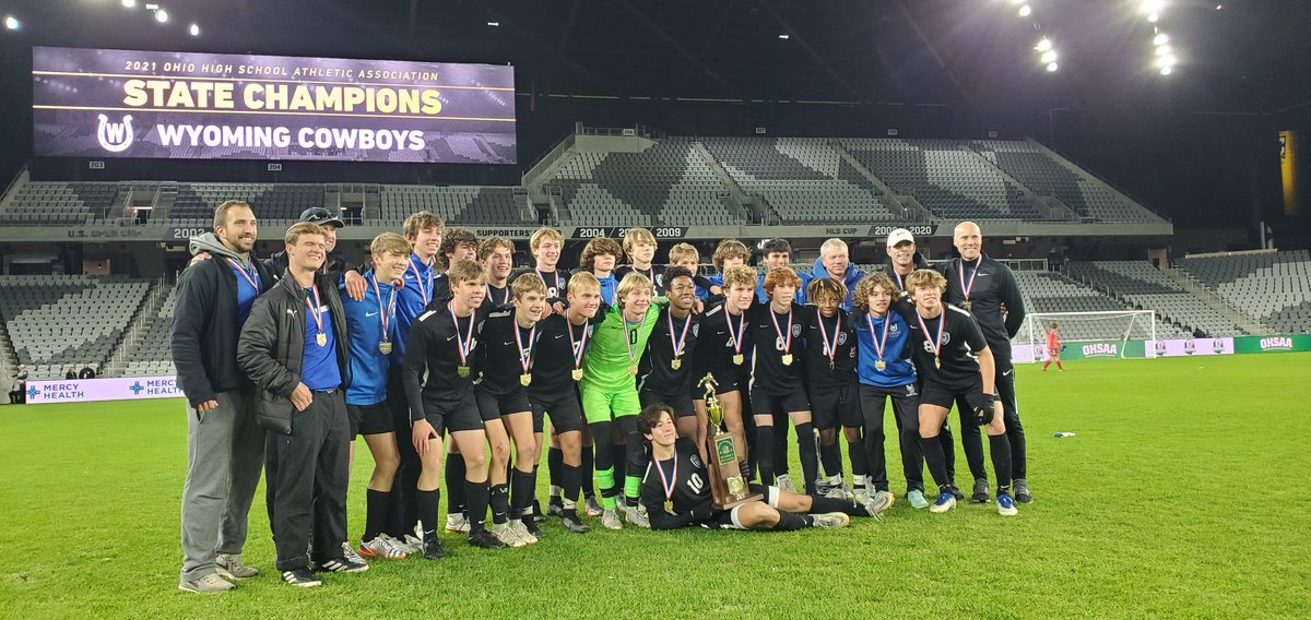 OHSAASports's tweet photo. ⚽️#OHSAA STATE SOCCER: Congratulations to 2021 Division II Boys Soccer State Champion Cincinnati Wyoming 🏆 https://t.co/AOHsRa1gGq