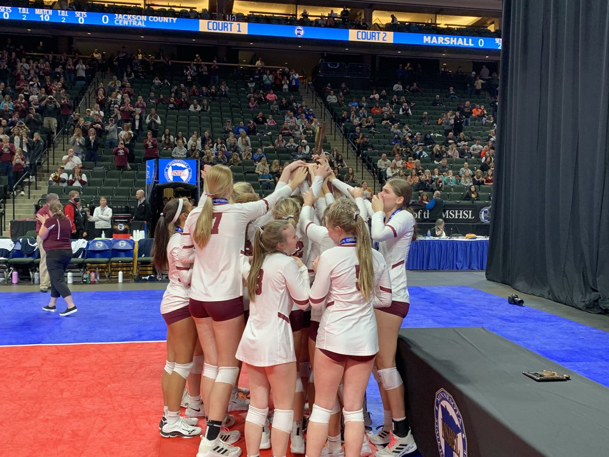 MSHSL's tweet photo. Congrats to Sauk Centre, the Class AA volleyball champion for 2021. ⁦@MSHSLTim⁩ #MSHSL #mshsl https://t.co/nkiM4ucAJg