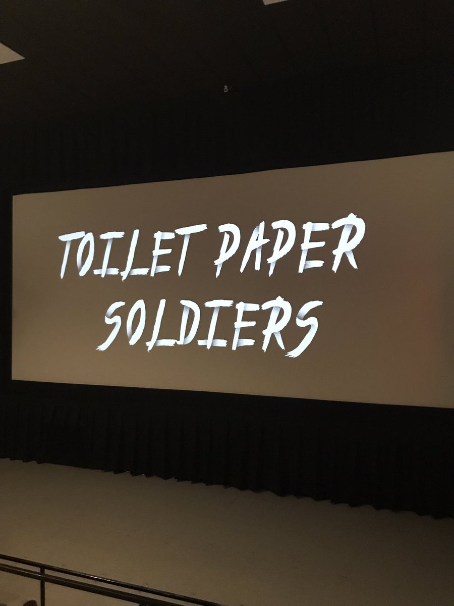 MrsComerFACS's tweet photo. Very excited for the premiere viewing of Toilet Paper Soldiers! I have a feeling this will be the first of many. @BradyDom717 @GCHSPirates #piratepride https://t.co/YXh1uRmGQe