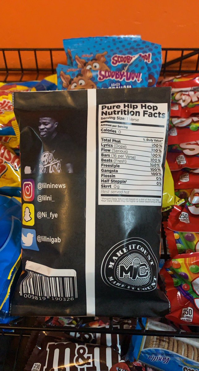 only1LilNi's tweet photo. Lil Ni Rap Snacks coming soon to a corner store near you! https://t.co/ddN2j9Pwy7