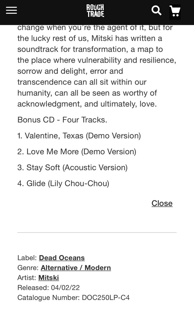 deadgrandmablog's tweet photo. Bonus cd version of Mitski's new album has a Lily Chou-Chou cover. https://t.co/rbImd0MWRd