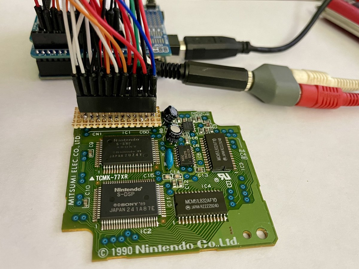 EstebanVLobos's tweet image. I wired up a #snes apu to an arduino uno today to play spc music on the real hardware. Next I’ll make a homebrew pi hat to plug it in without crazy wires everywhere.