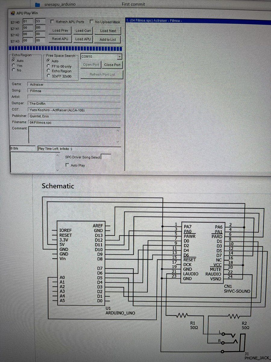 EstebanVLobos's tweet image. I wired up a #snes apu to an arduino uno today to play spc music on the real hardware. Next I’ll make a homebrew pi hat to plug it in without crazy wires everywhere.
