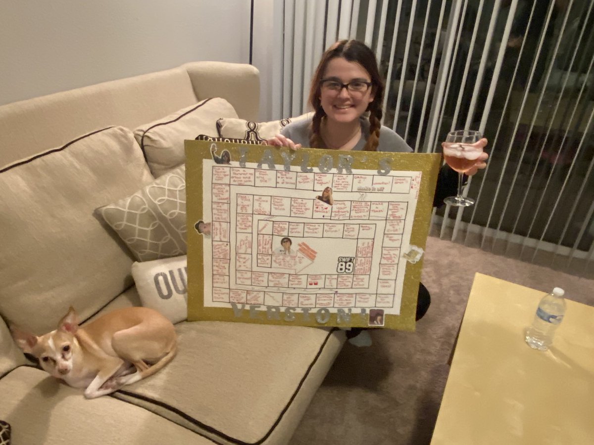 SkylarPeters18's tweet photo. I will only ever be able to remember this release in burning Red🧣❤️‍🔥

PS I absolutely celebrated Red (Taylor’s Version) yesterday with a homemade board game and a little wine 🍷❤️ ft. Petey 
#RedTaylorsVersion

 @taylorswift13 @taylornation13 https://t.co/BAqdYrkdRD