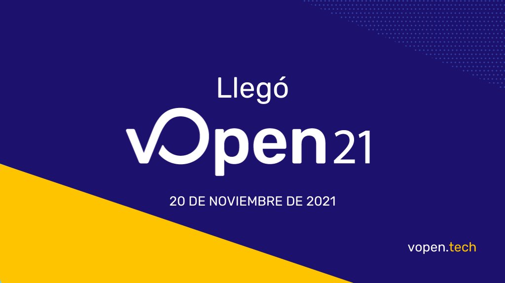 vopentech's tweet photo. ⌛ ¿Qué mejor plan para este sábado a la noche que registrarte en #vOpen? 🎓 El próximo sábado 20/11 podrás disfrutar de la edición 2021 de nuestra conferencia de tecnología. ¡Inscríbete ahora! 👉 https://t.co/EHcqSgP6lt
.
#vopentech #explotaaa #tecnologia https://t.co/EzjPkmIuNC