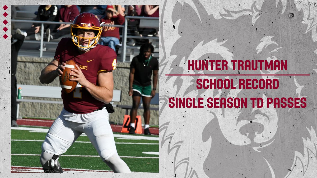 WolvesAthletics's tweet image. 🚨 SCHOOL RECORD ALERT 🚨
Hunter Trautman is the new @NSUWolves_FB record holder for single season passing touchdowns with 4 in today's game against @UMD_Football, bringing his season total to 37‼️
#GoWolves🐺 | #maroonNgold🐾
