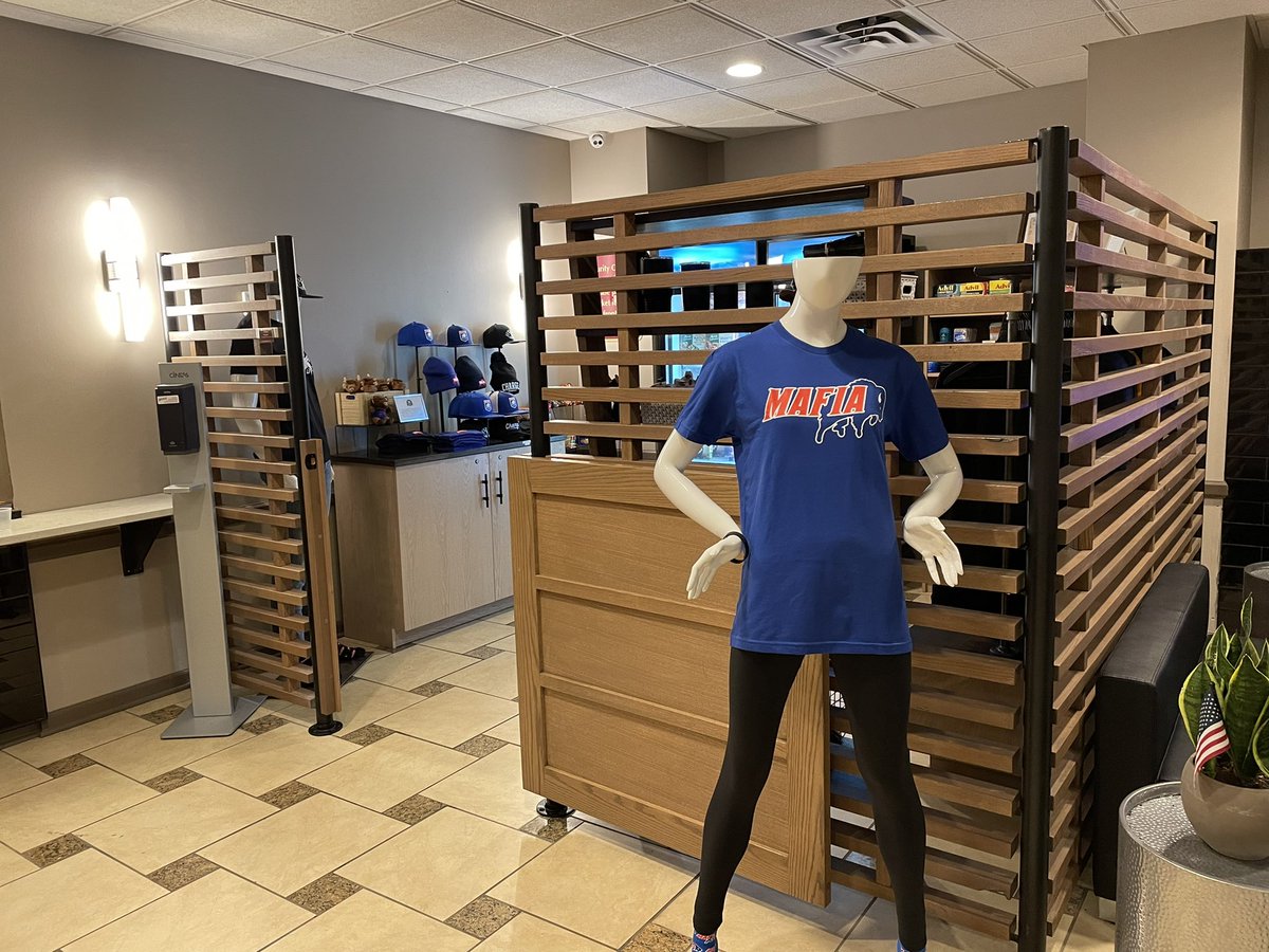 DelReid's tweet photo. So I guess I can talk about it now… @26shirts has teamed up with the Buffalo Airport Hotel for an “Airport Outpost” where fans can gear up and do good! Stop in to 4600 Genesee St anytime (24/7!) and check it out! https://t.co/2KODcikutN