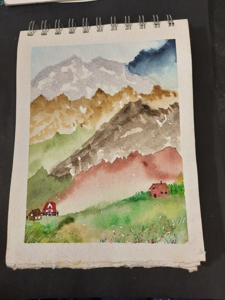 Thought I'd do some mountains today. Really enjoyed this #watercolor #landscape