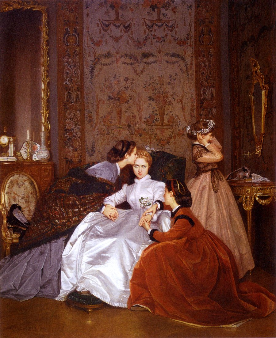 wikivictorian's tweet image. The Reluctant Bride, by French painter Auguste Toulmouche (1866). In private collection.