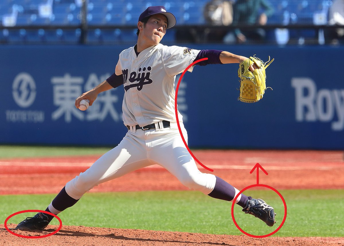 suzu_rasu's tweet photo. 右足に体重をかけたいという意図がいろんなところで見られる。

✅左膝
✅ヒップファースト
✅真下に落とす時間が長い右手
✅左の脇腹

それでいて頭はそんなに後ろに残していない。一つの動作パターンですね(全員にハマる訳では無い) https://t.co/dzQkEoAC8S