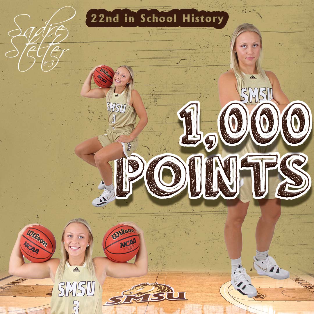 With a jumper to cut the UNK lead to 54-53, Sadie Stelter becomes the 22nd player in program history to surpass 1,000 career points!