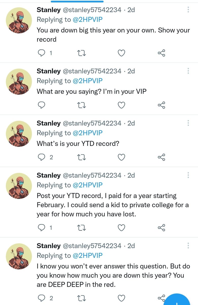 FreeVIPBets's tweet image. I know some of y'all love 2nd Half Plays but this is a bit concerning. This is coming from people who paid for his VIP.

If someone brags about a short term record like 13-4 L 17 or whatever, they are most likely losing long term.

Watch out

@stanley57542234 @Gavin_Saul