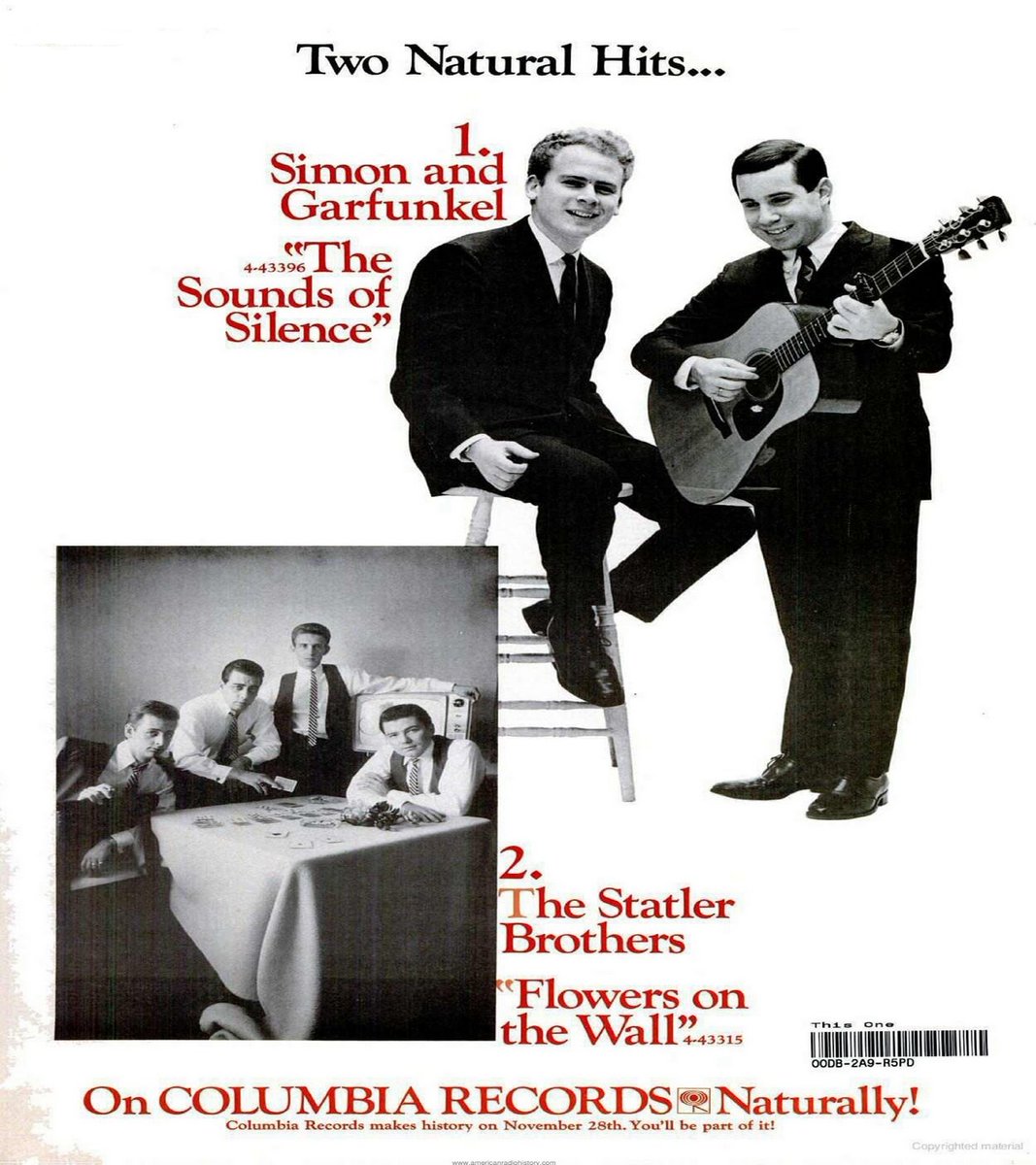 nevadaknight67's tweet photo. November 13, 1965 Billboard magazine:
Simon & Garfunkel and
Hot 100 Singles Chart
TOP 3:
1. #TheRollingStones - „Get Off Of My Cloud”
2. #TheToys - „A Lover's Concerto”
3. #LenBarry - „1-2-3"
#SimonandGarfunkel #Billboard #Charts https://t.co/ps7aZT546e
