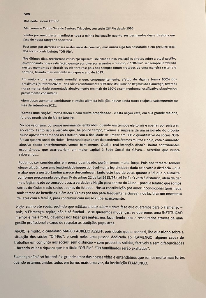 marcinhofla84's tweet photo. ATENÇÃO SÓCIOS CONTRIBUINTES "OFF-RIO!
DECLARO MEU VOTO PARA @AsseffMarco, PRESIDENTE DO FLAMENGO!
#CHAPAAZUL #ASSEFF2021 #SEMPREFLAMENGO https://t.co/IV1E2Lei8J
