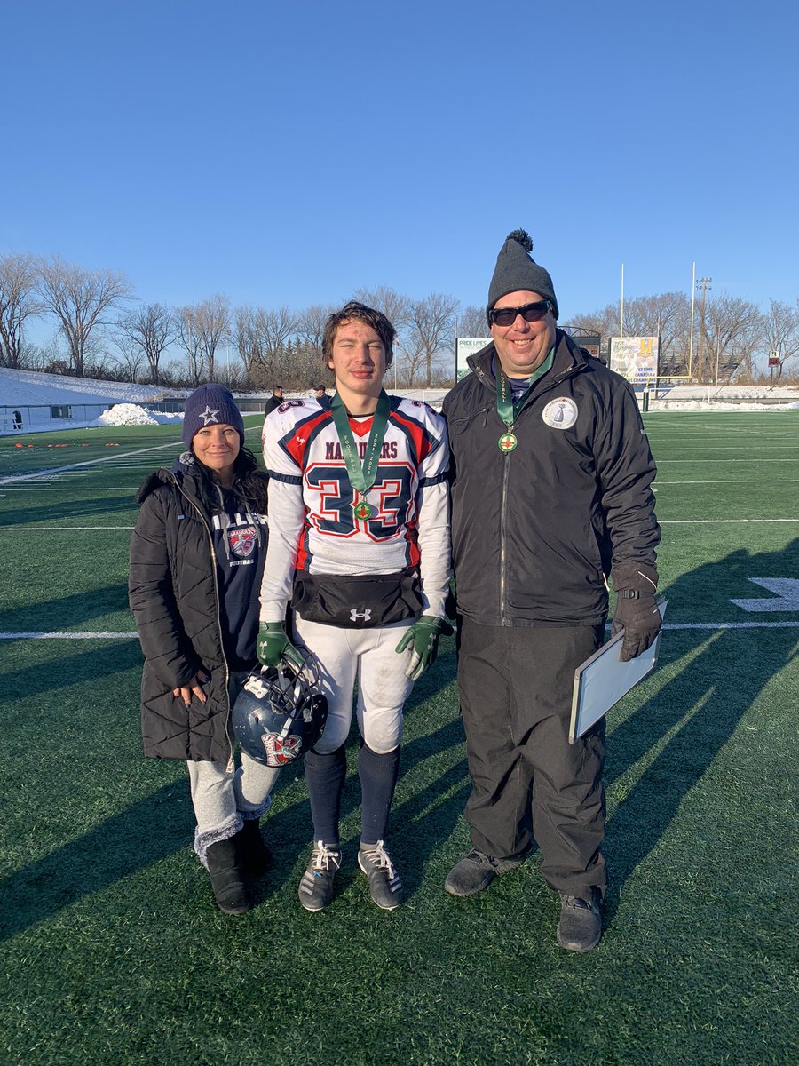 GeneMakowsky's tweet photo. Great game this afternoon in Saskatoon for the 6A provincial football finals. Miller Marauders win 28-24 to take the title! Blessed that 2 of my boys won this game in their senior year. https://t.co/x9KieXuq8m