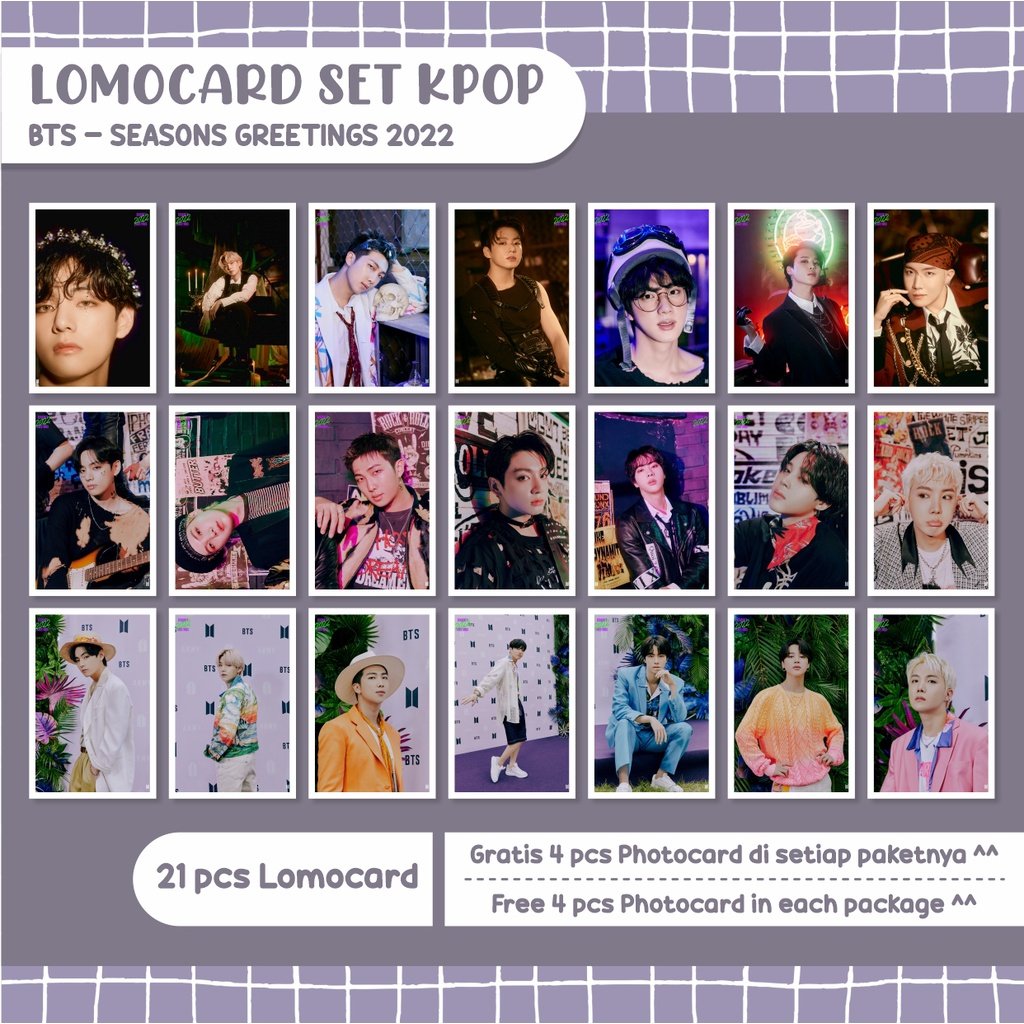 geol_shop's tweet photo. LOMOCARD SET KPOP
BTS SEASONS GREETING 2022

• Ukuran : 6x9 cm
• Bahan : Artpaper Glossy 260gr 

link shopee : https://t.co/xX5oG7MTAD https://t.co/1rWsbqbhbL