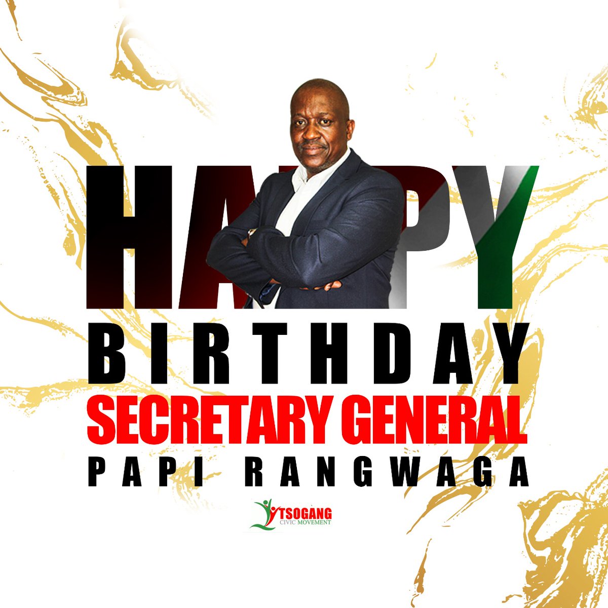 BrianZvaita's tweet photo. A Revolutionary Happy Birthday Secretary-General Papi Rangwaga.

We are thankful for you and pray that, as you celebrate your birthday, you will be graced with many more years filled with sound health and joy.

#Tsogang #Rustenburg #HappyBirthday https://t.co/qelGWm3qzr