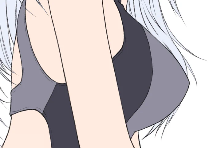それはそれとして、おっぱいおっぱい!!(逃げた先の水着の下塗りが終わった) 